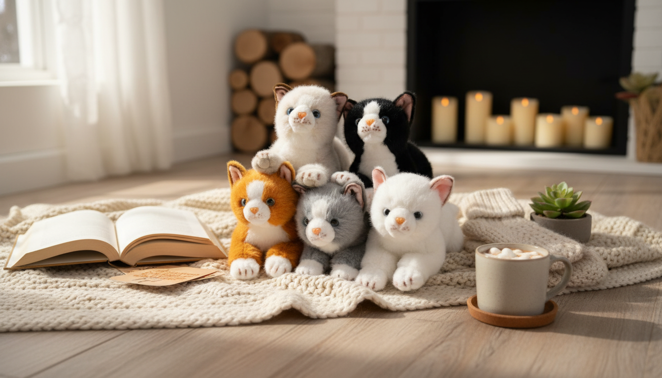 15-Inch Kawaii Realistic Lying Cat Plush for Cozy Decor