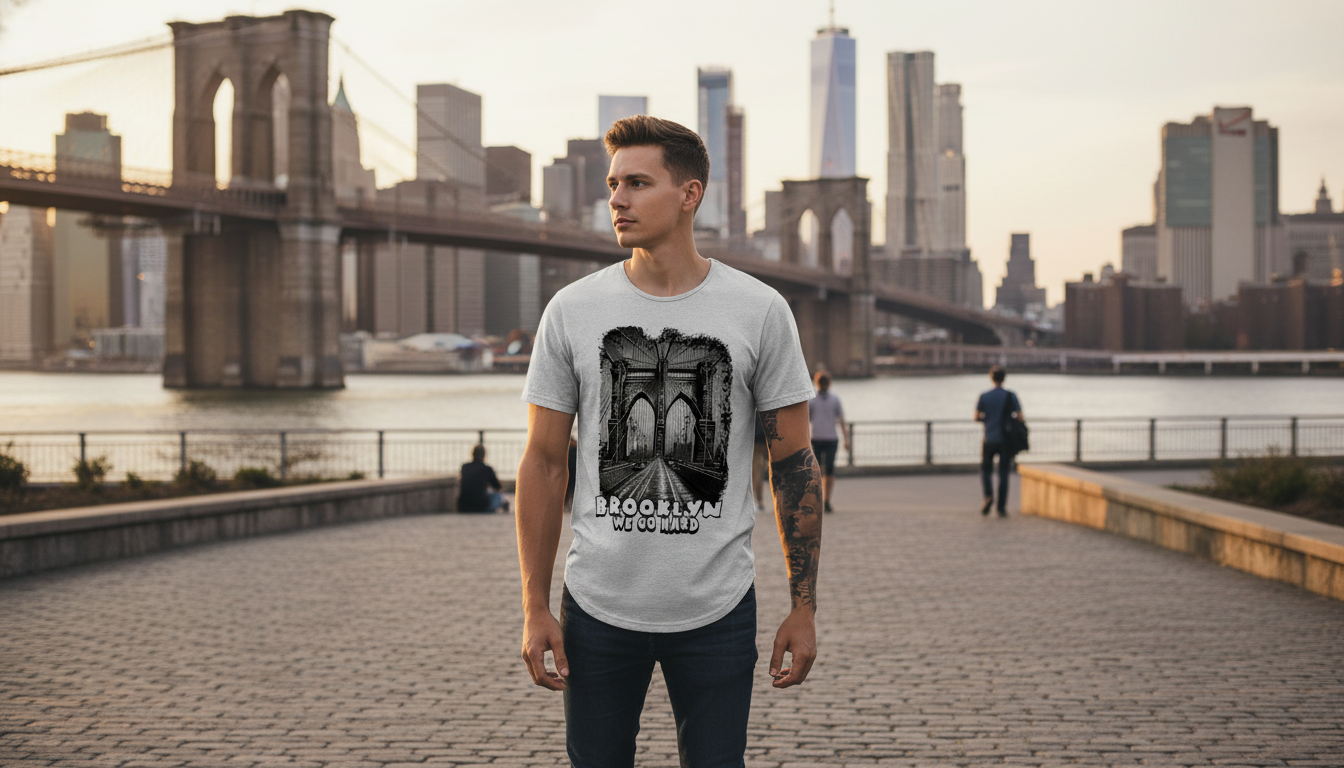Brooklyn Bridge Graphic Curved Hem Tee: Fit, Style & Care