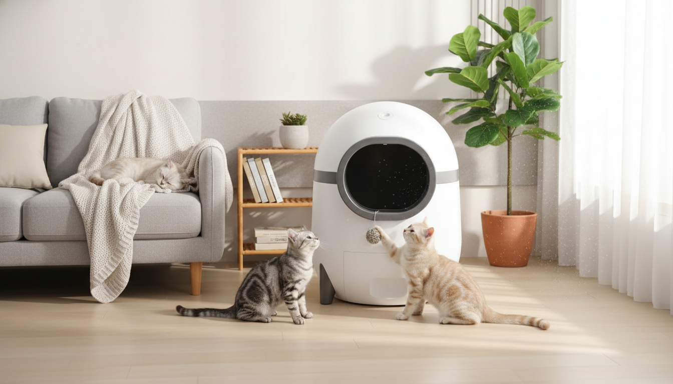Luxury Self-Cleaning Litter Box: Odor Control & Safety