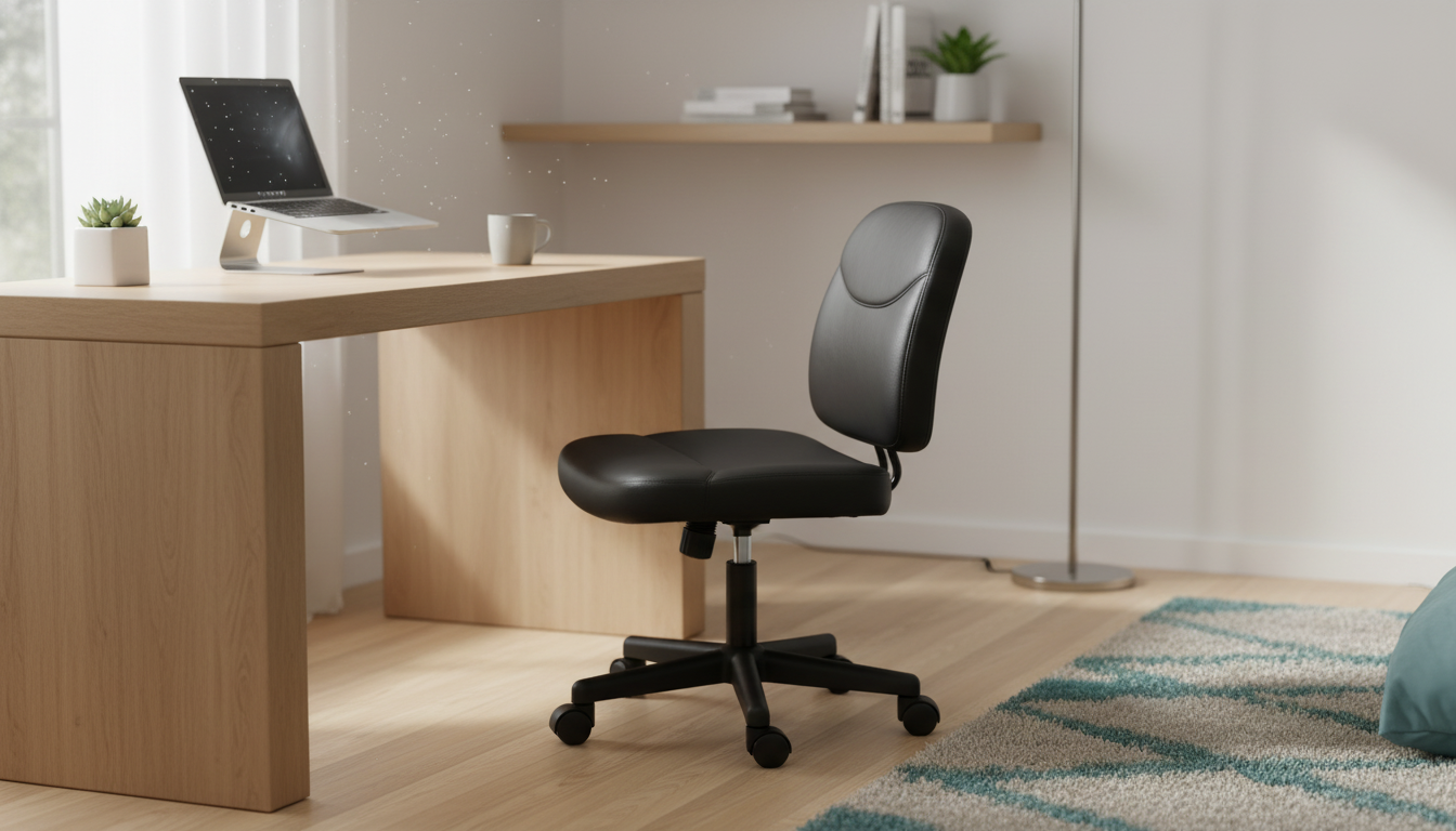 Sleek Black Swivel Chair: Height-Adjustable Comfort