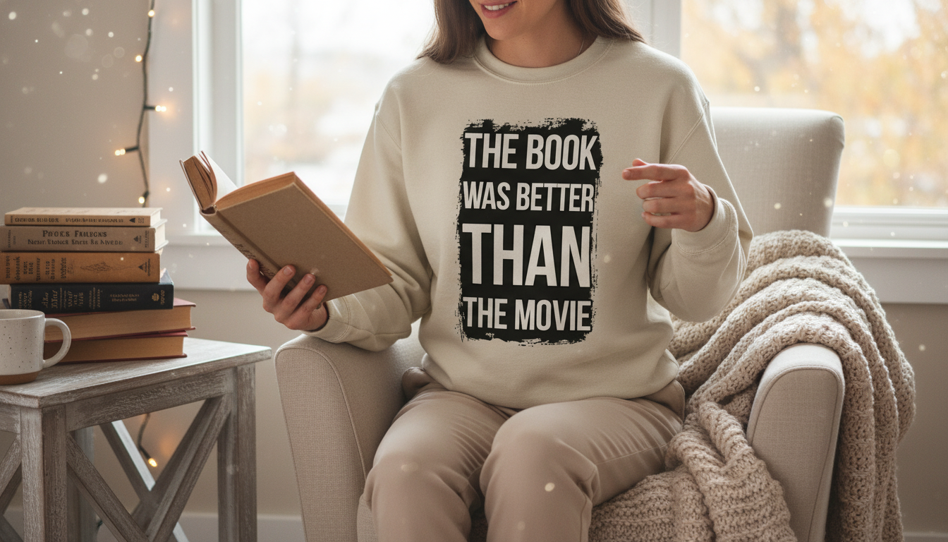 The Book Was Better: Trendy Sponge Fleece Quote Crewneck
