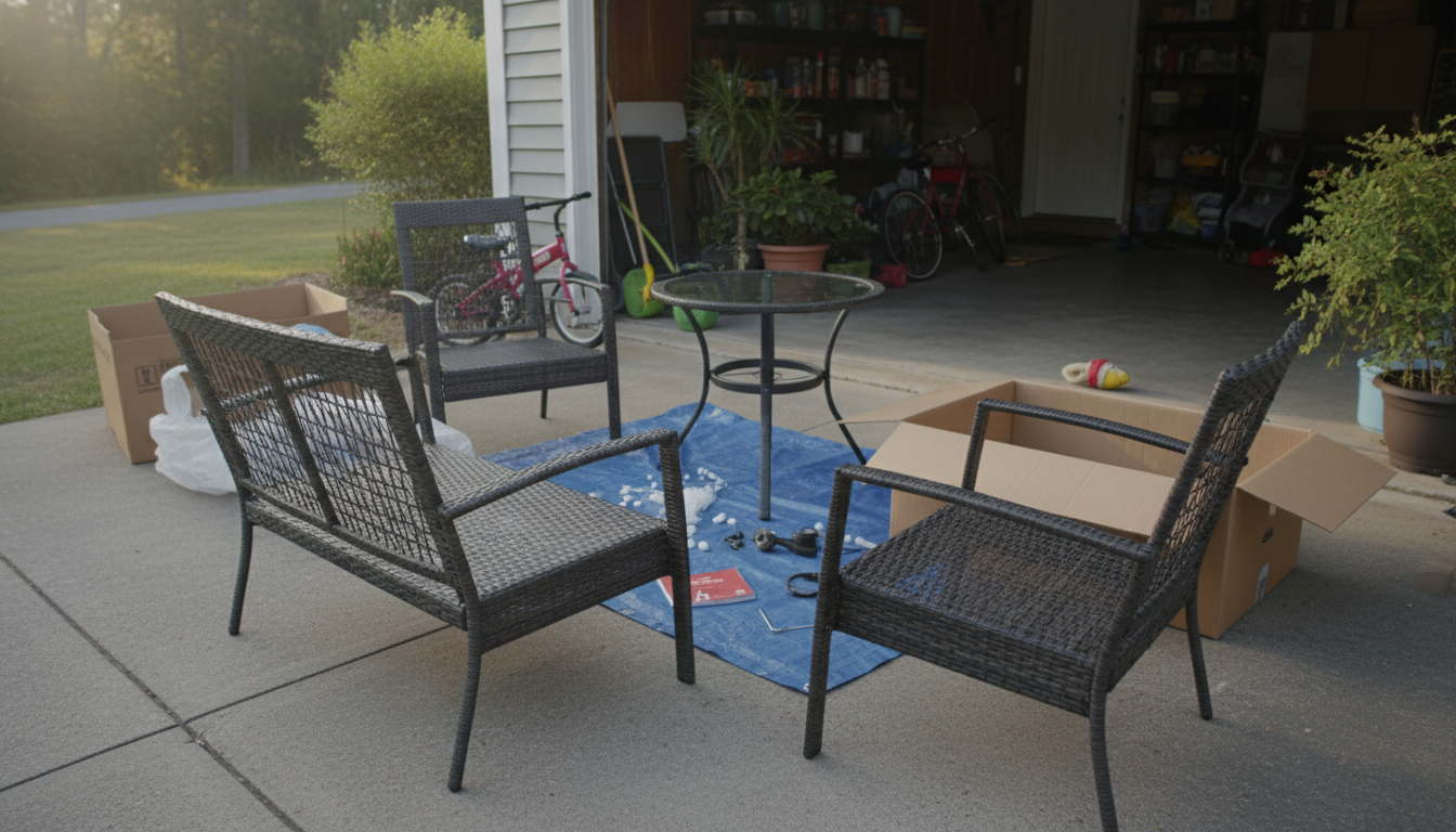4-Piece Patio Set Pieces: Chairs, Loveseat, Table
